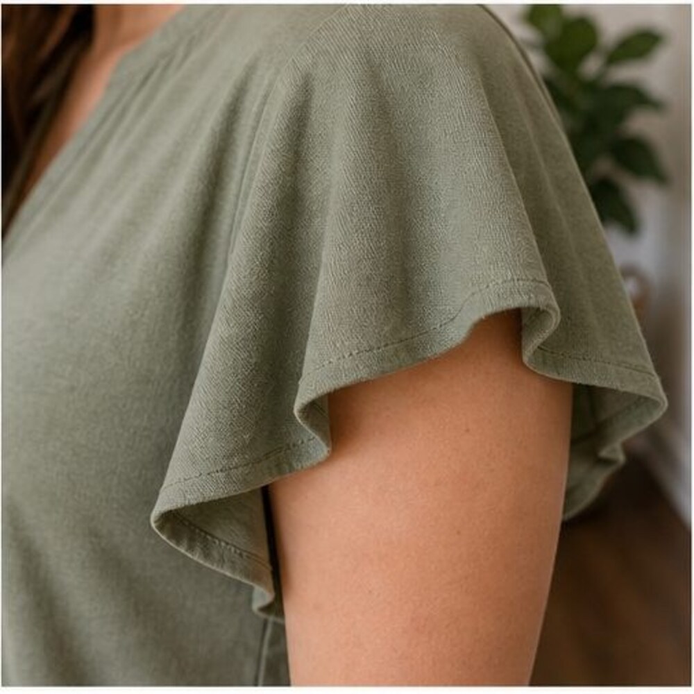 Olive V Neck Top - Picture 5 of 6